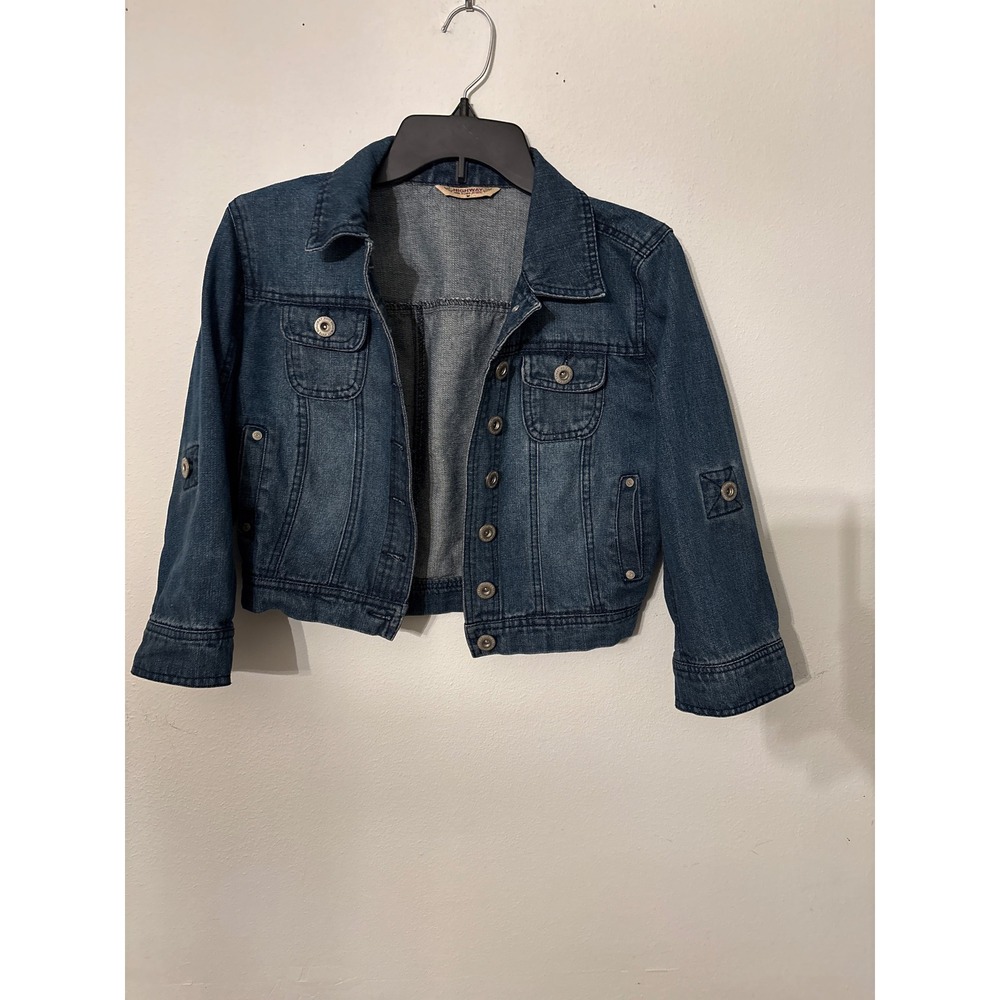 Highway Jeans Denim Jacket Women Medium Blue Excellent Cropped Button Up